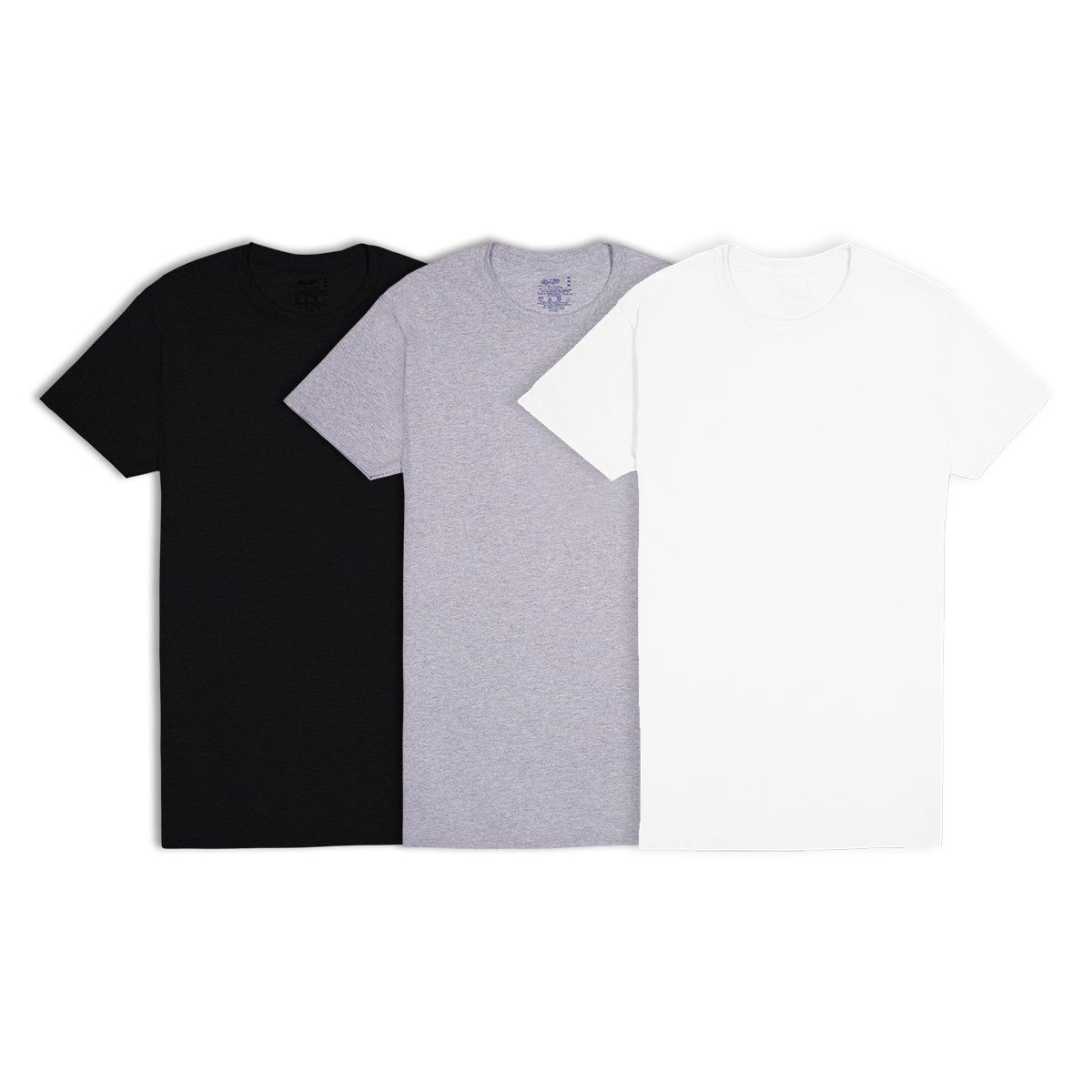 3P272CM - Playera cuello redondo caballero blanco, negro y gris 3 piezas
