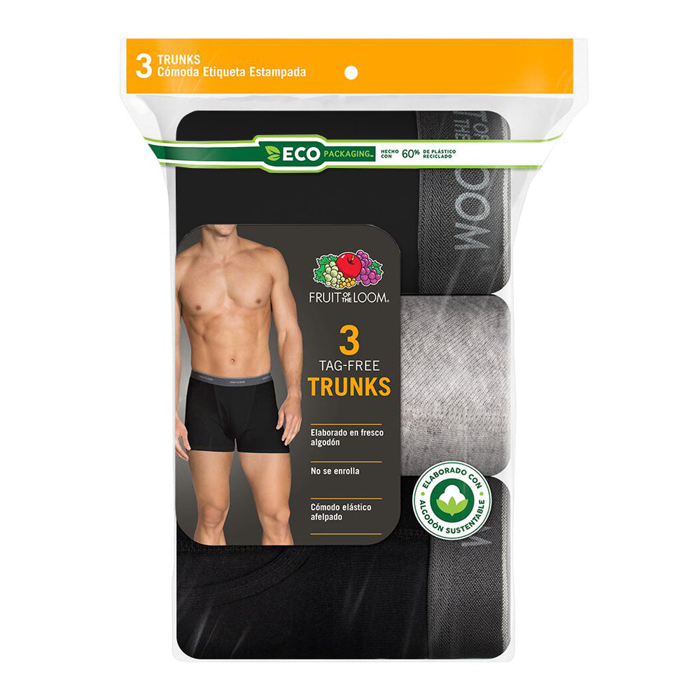 3TR76CM - Boxer corto jaspe negro, gris, blanco 3 piezas
