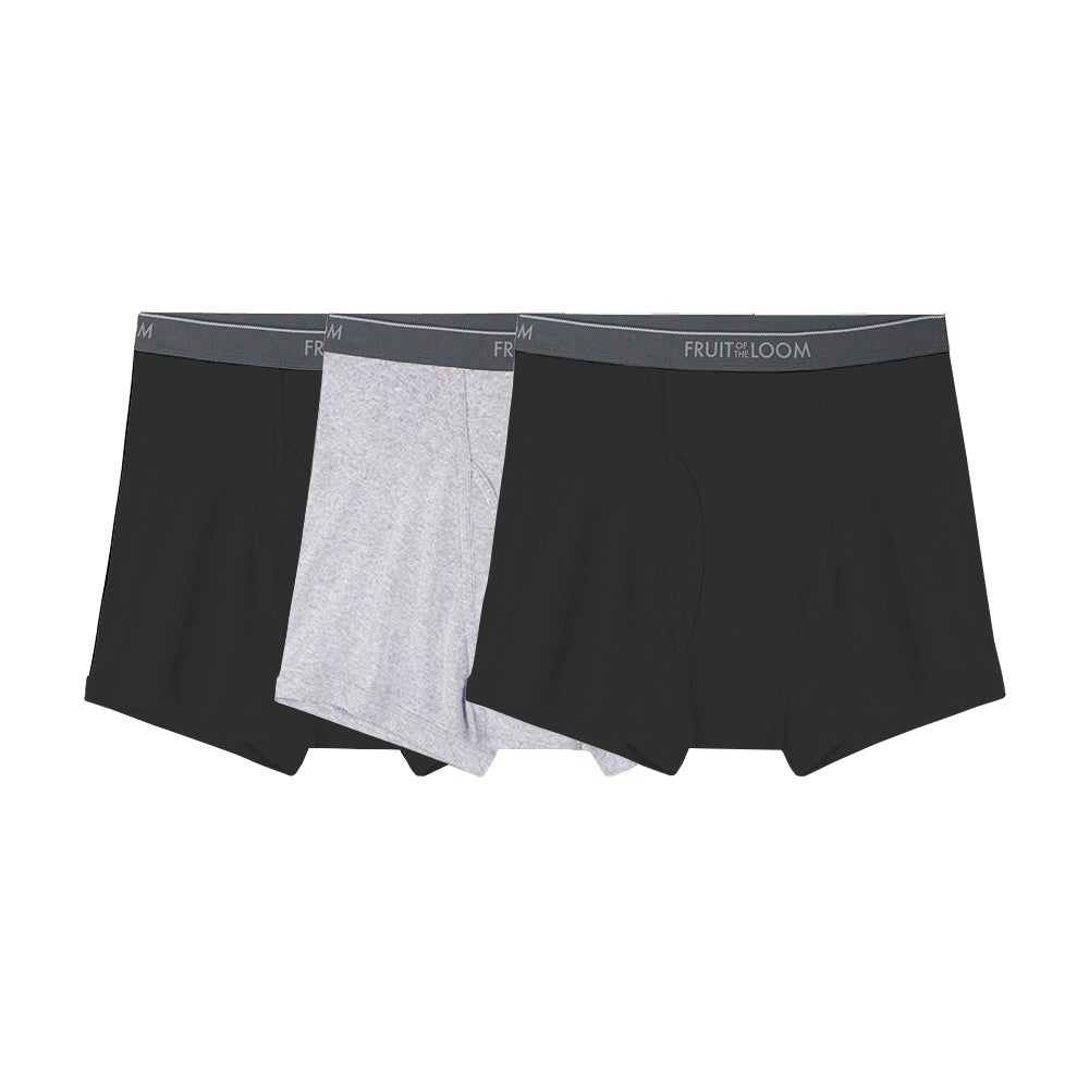 3TR76CM - Boxer corto jaspe negro, gris, blanco 3 piezas