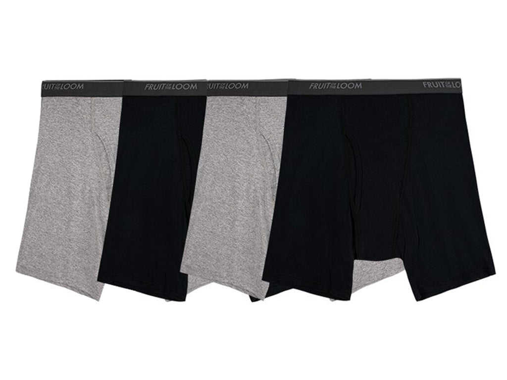 4BB761M - Boxer ajustado largo caballero color negro y gris 4 piezas