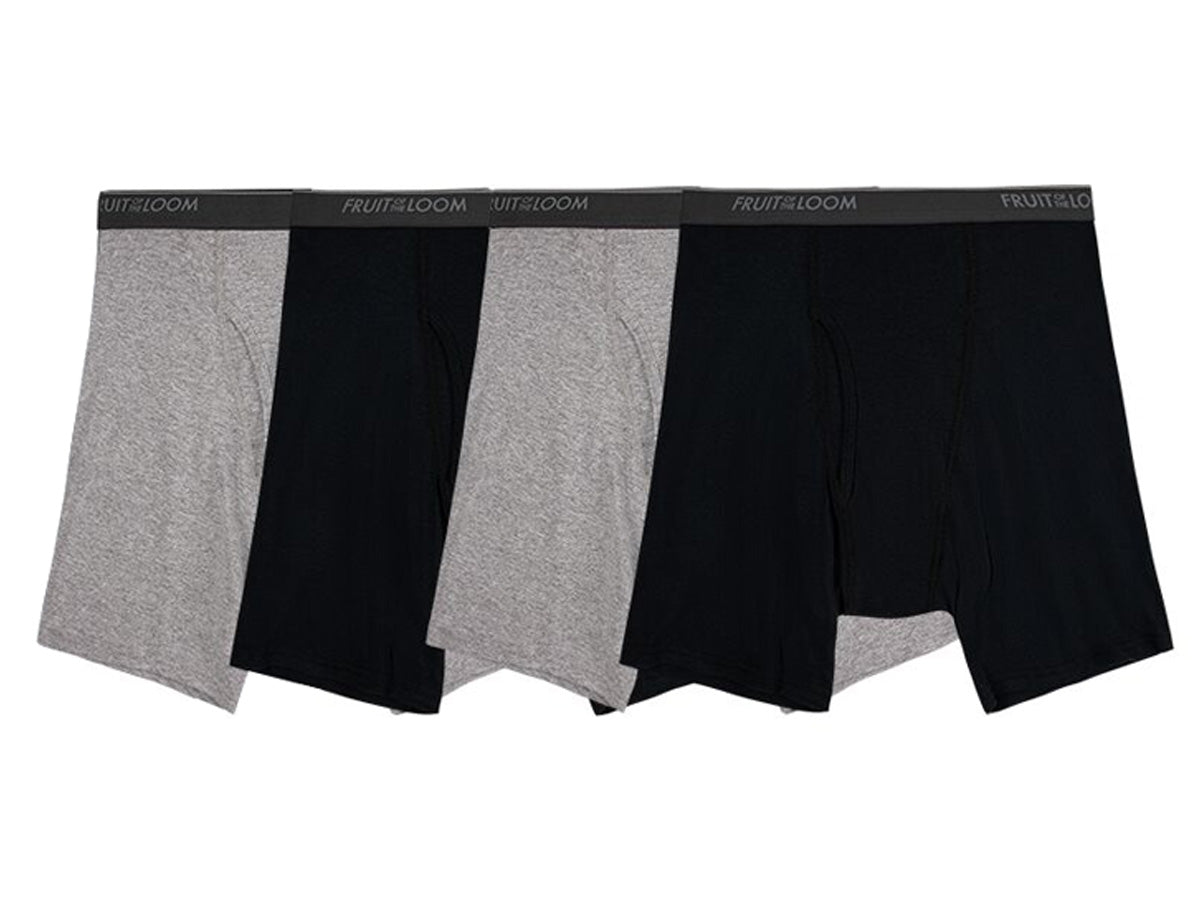 4BB761M - Boxer ajustado largo caballero color negro y gris 4 piezas