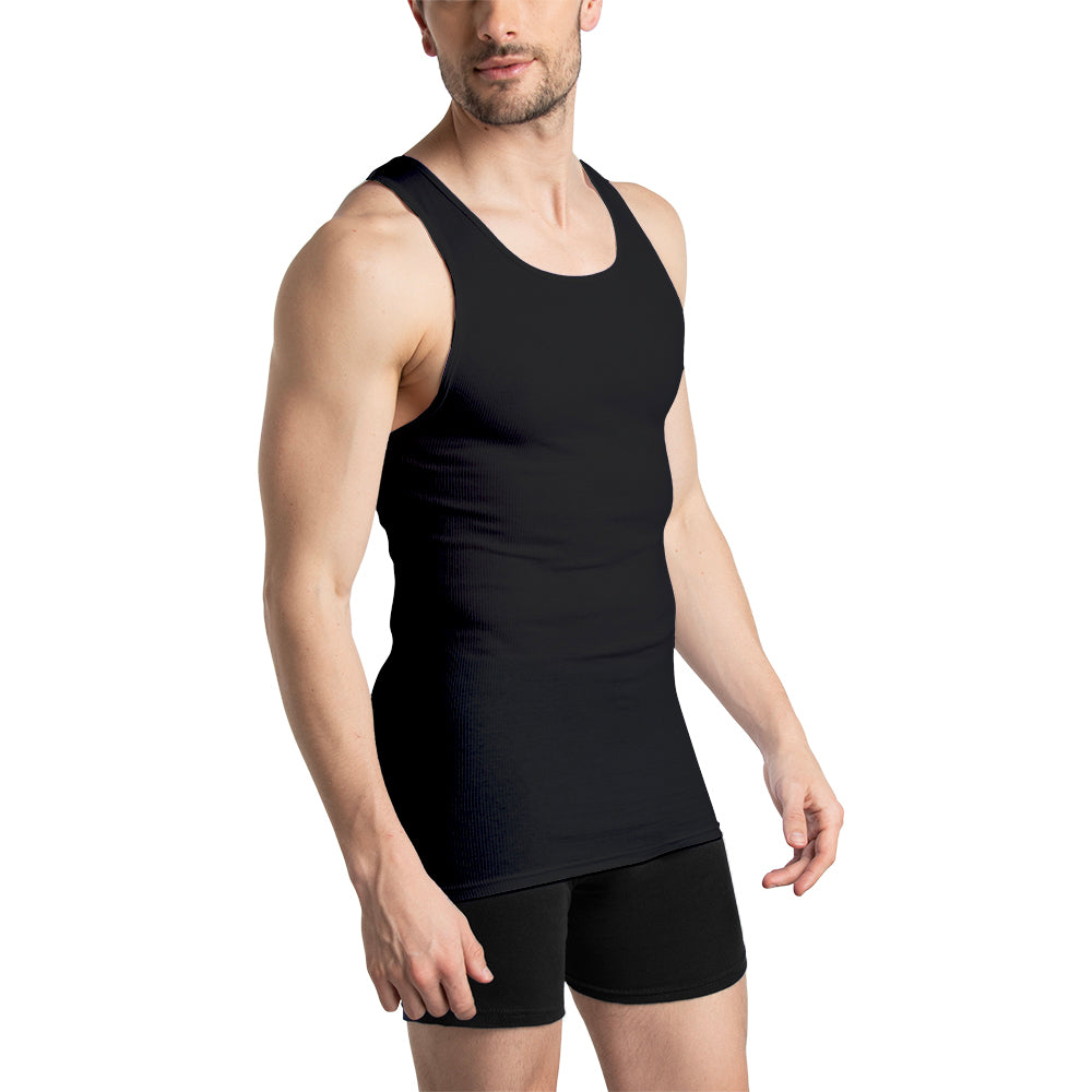 4P2601M - Camiseta Atlética Caballero color, negro y gris 4 piezas