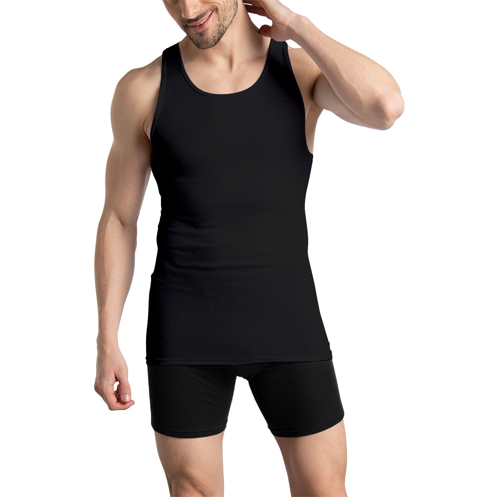 4P2601M - Camiseta Atlética Caballero color, negro y gris 4 piezas