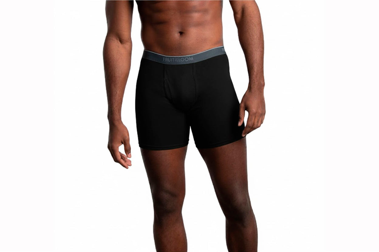 BB7601M KAL - Boxer ajustado largo caballero color negro y gris 2 piezas