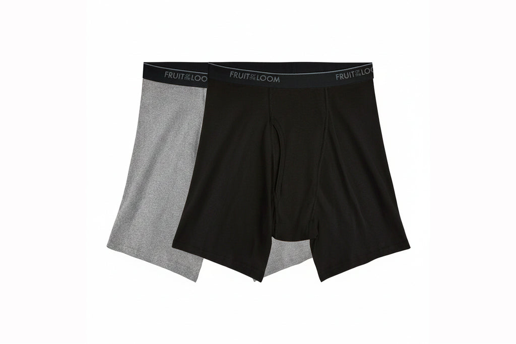 BB7601M KAL - Boxer ajustado largo caballero color negro y gris 2 piezas