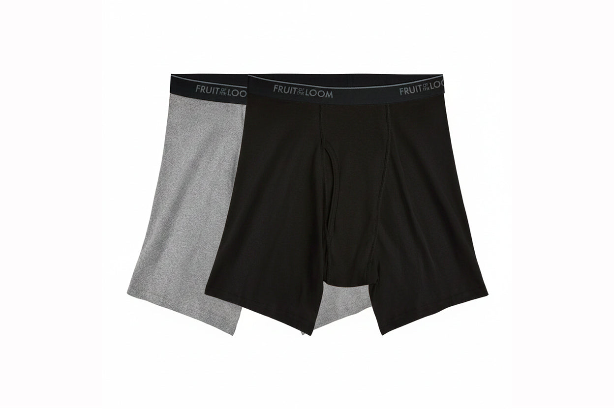 BB7601M KAL - Boxer ajustado largo caballero color negro y gris 2 piezas