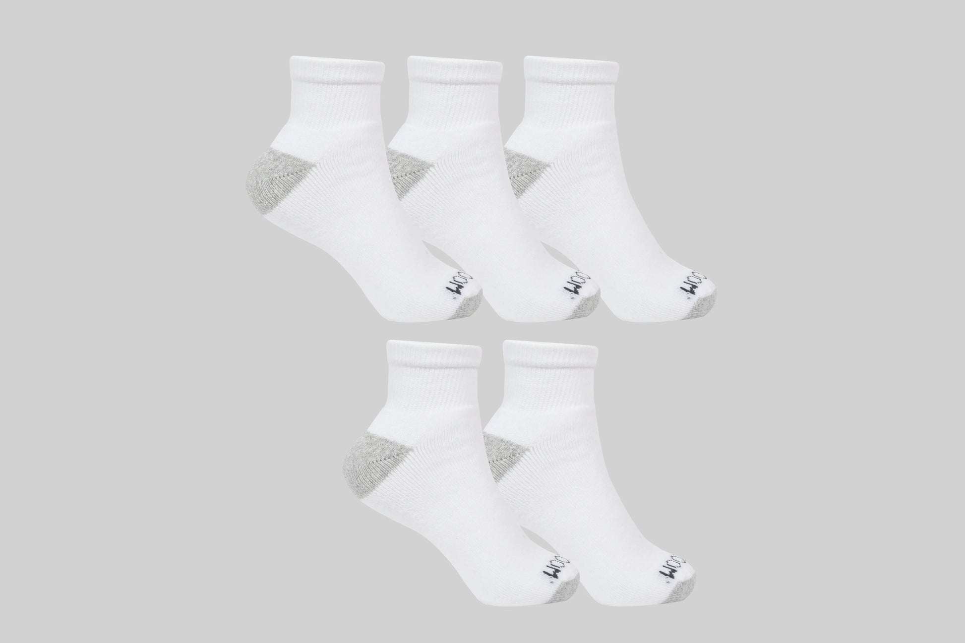 C7241 - Tin Ankle Caballero 5 pares Blanco punta talón Gris-Jaspe