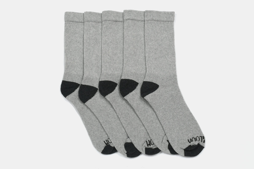 K1544 - Calceta Corta Caballero 5 pares Gris-jaspe punta talón negro