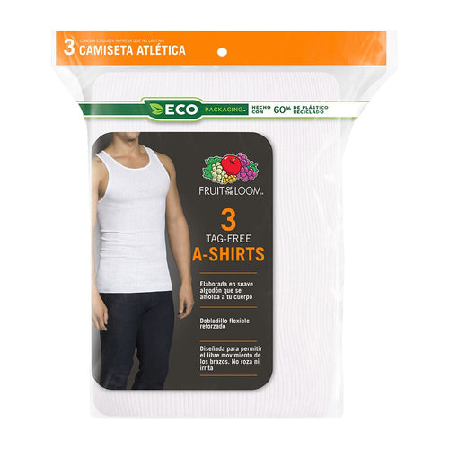 2501M - Camiseta atlética para caballero 3 piezas blanca.