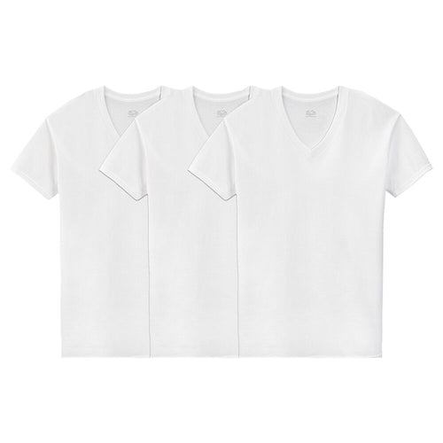 2525VM - Playera blanca cuello en V para caballero 3 piezas