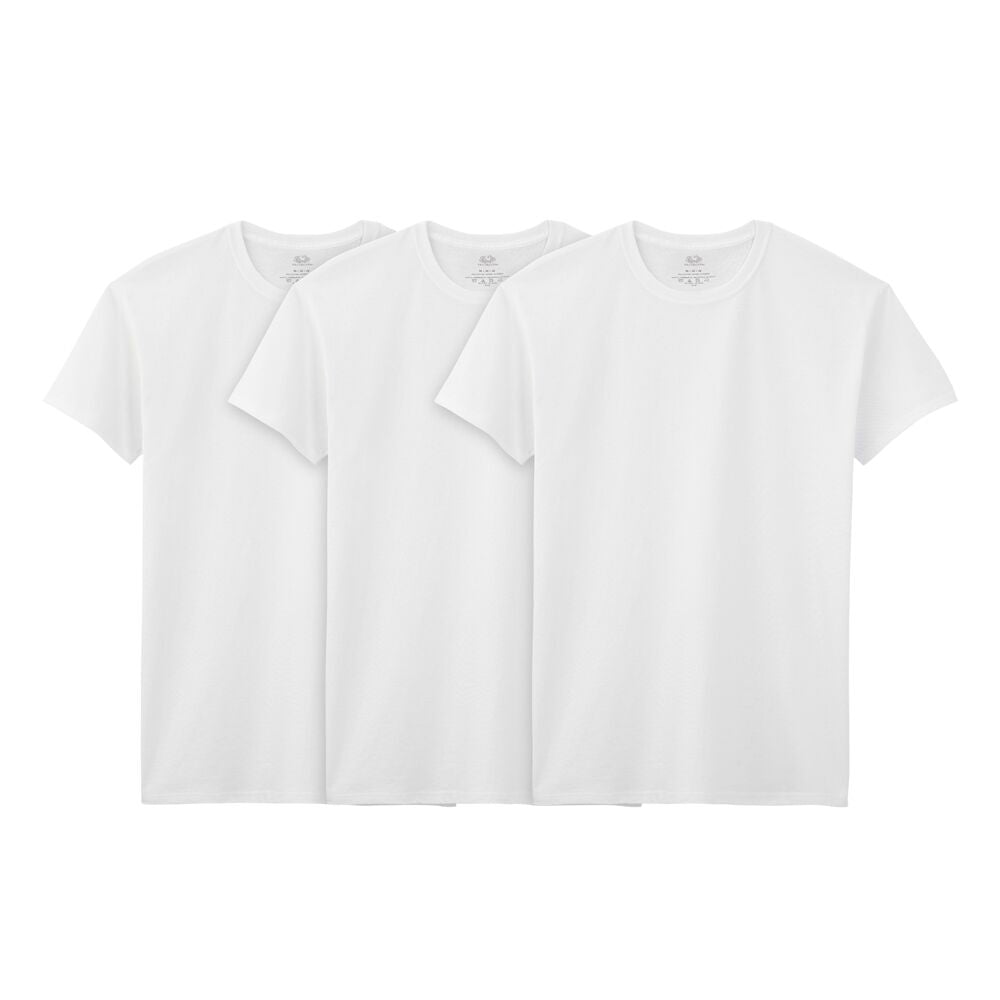 2727M - Playera blanca de cuello redondo para caballero 3 piezas.