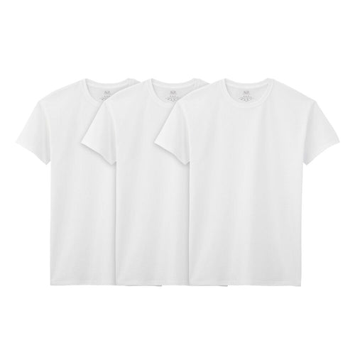 2727M - Playera blanca de cuello redondo para caballero 3 piezas.